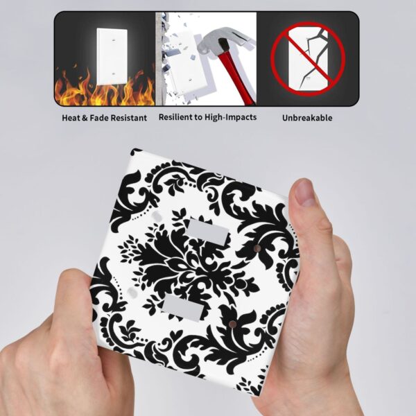 1Pcs Elegant Black and White Damascus  Light Switch Plate  Wall Plate Cover Decorative  Switch Cover Plate  Switch Plates And Outlet Covers  Outlet Covers  Wall Plate Cover Decorative - Image 5