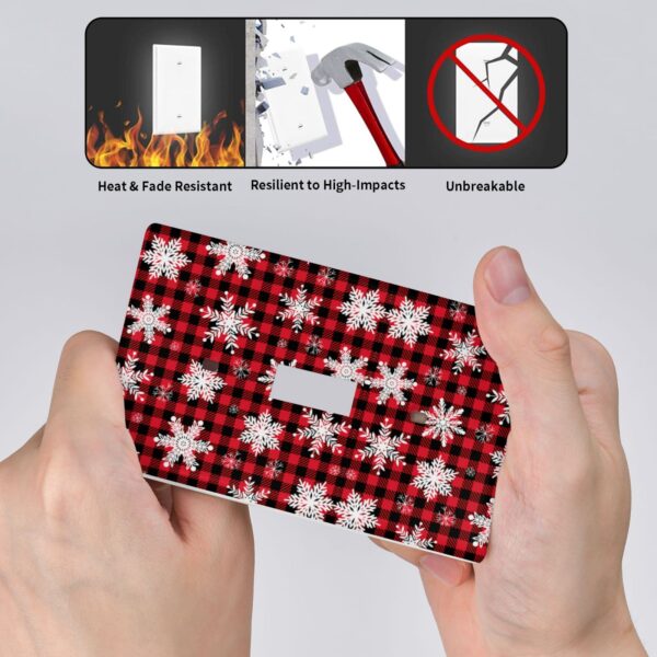 1Pcs Snowflake Red Black Buffalo Check Christmas Plaid Wall Plates decorative light switch cover plate Light Switch Cover Plate Decorative Wall Plate outlet covers wall plate - Image 4