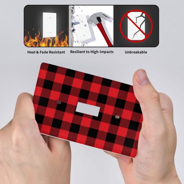 1Pcs Christmas Red Black Plaid Christmas Plaid Wall Plates decorative light switch cover plate Light Switch Cover Plate Decorative Wall Plate outlet covers wall plate - Image 4