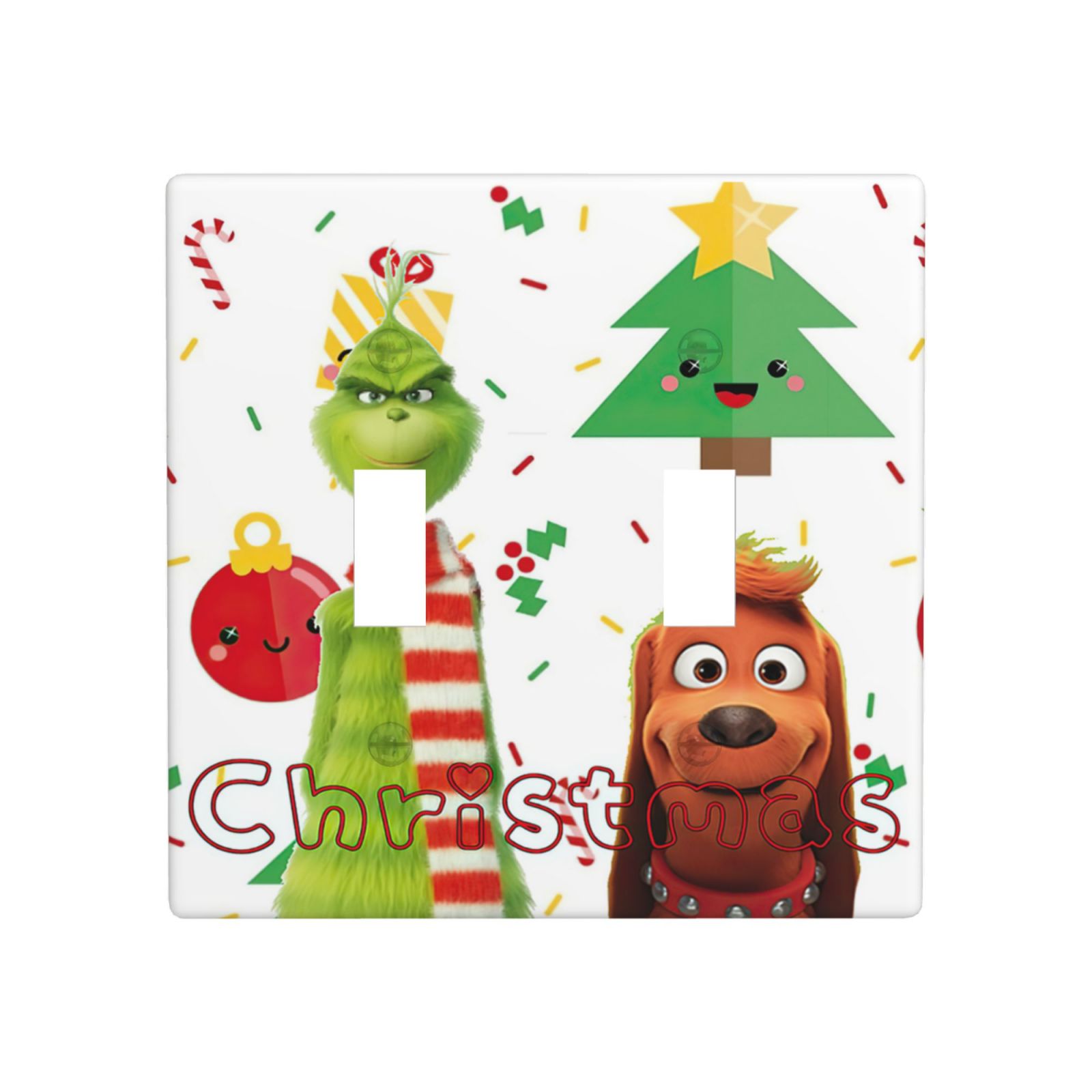 1Pcs Grinch and Dog Photo Background Merry Christmas Wall Plates decorative light switch cover plate Light Switch Cover Plate Decorative Wall Plate outlet covers wall plate
