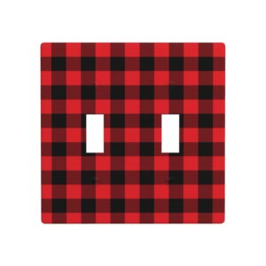 1Pcs Christmas Red Black Plaid Christmas Plaid Wall Plates decorative light switch cover plate Light Switch Cover Plate Decorative Wall Plate outlet covers wall plate
