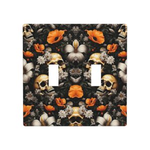 1Pcs Vintage Gold Rose Floral Skull Wall Plates decorative light switch cover plate Light Switch Cover Plate Decorative Wall Plate outlet covers wall plate