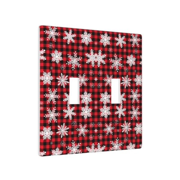 1Pcs Snowflake Red Black Buffalo Check Christmas Plaid Wall Plates decorative light switch cover plate Light Switch Cover Plate Decorative Wall Plate outlet covers wall plate - Image 2