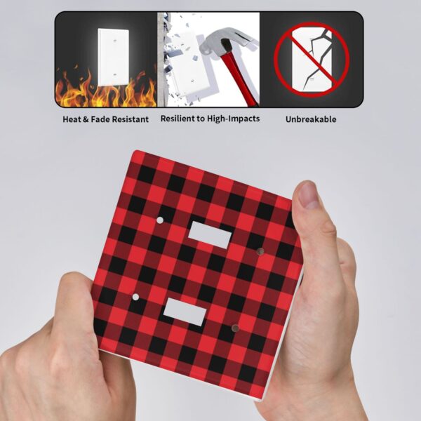 1Pcs Christmas Red Black Plaid Christmas Plaid Wall Plates decorative light switch cover plate Light Switch Cover Plate Decorative Wall Plate outlet covers wall plate - Image 4