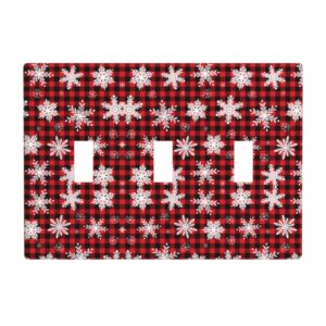 1Pcs Snowflake Red Black Buffalo Check Christmas Plaid Wall Plates decorative light switch cover plate Light Switch Cover Plate Decorative Wall Plate outlet covers wall plate