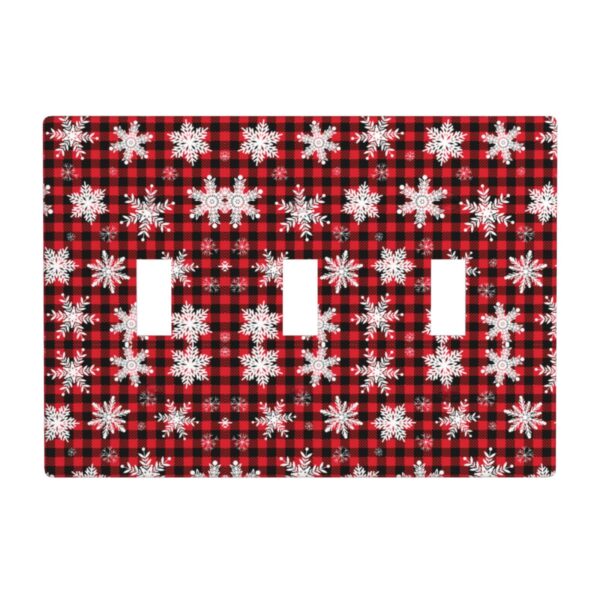 1Pcs Snowflake Red Black Buffalo Check Christmas Plaid Wall Plates decorative light switch cover plate Light Switch Cover Plate Decorative Wall Plate outlet covers wall plate