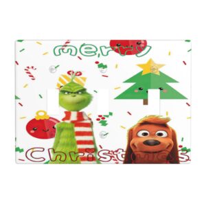 1Pcs Grinch and Dog Photo Background Merry Christmas Wall Plates decorative light switch cover plate Light Switch Cover Plate Decorative Wall Plate outlet covers wall plate