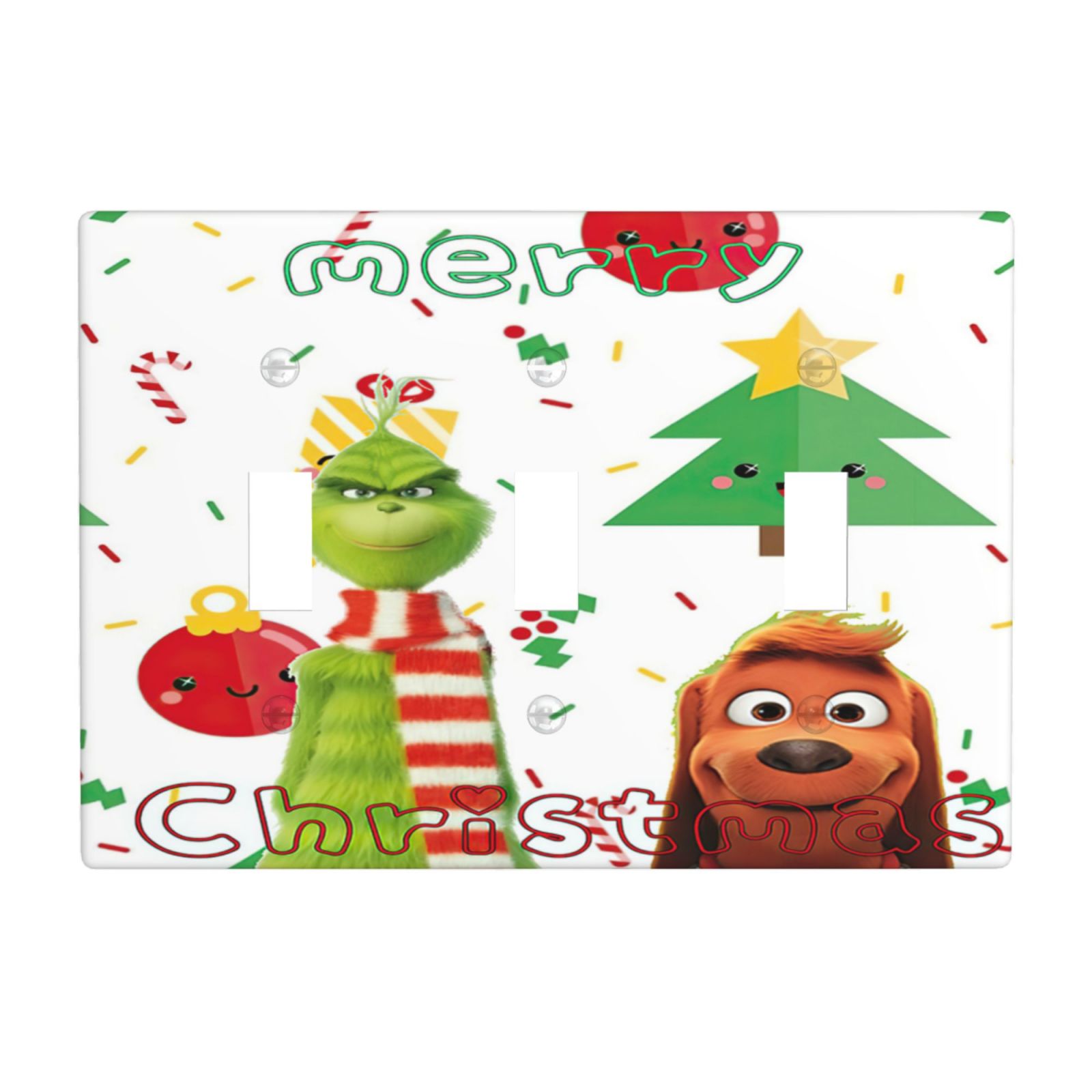 1Pcs Grinch and Dog Photo Background Merry Christmas Wall Plates decorative light switch cover plate Light Switch Cover Plate Decorative Wall Plate outlet covers wall plate