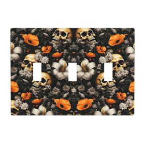 1Pcs Vintage Gold Rose Floral Skull Wall Plates decorative light switch cover plate Light Switch Cover Plate Decorative Wall Plate outlet covers wall plate