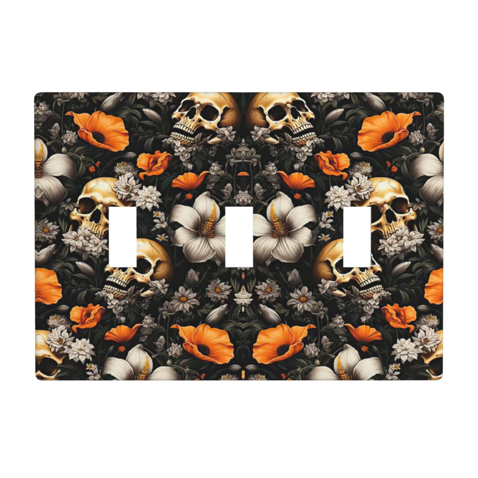 1Pcs Vintage Gold Rose Floral Skull Wall Plates decorative light switch cover plate Light Switch Cover Plate Decorative Wall Plate outlet covers wall plate