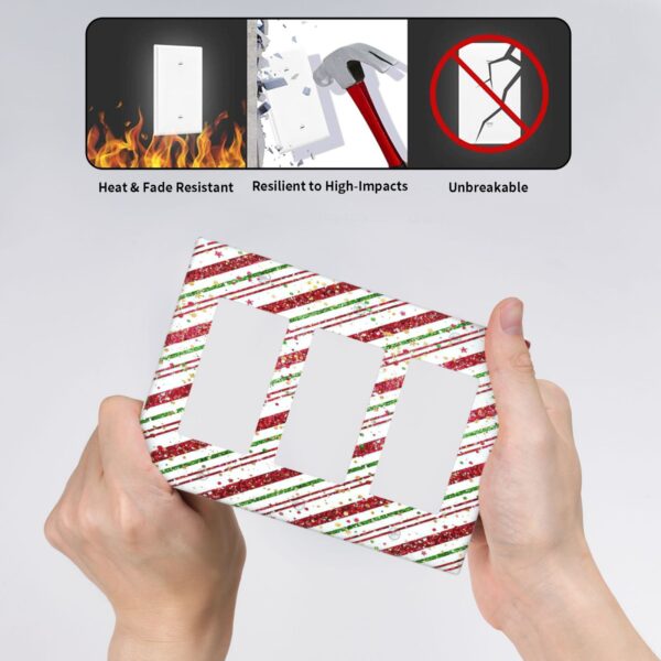 1Pcs Candy-Cane-Stripes Red Green Star Christmas Holiday Wall Plates decorative light switch cover plate Light Switch Cover Plate Decorative Wall Plate outlet covers wall plate - Image 3