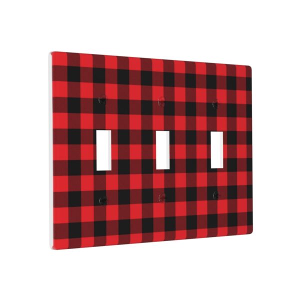 1Pcs Christmas Red Black Plaid Christmas Plaid Wall Plates decorative light switch cover plate Light Switch Cover Plate Decorative Wall Plate outlet covers wall plate - Image 2