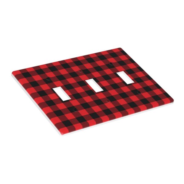 1Pcs Christmas Red Black Plaid Christmas Plaid Wall Plates decorative light switch cover plate Light Switch Cover Plate Decorative Wall Plate outlet covers wall plate - Image 3