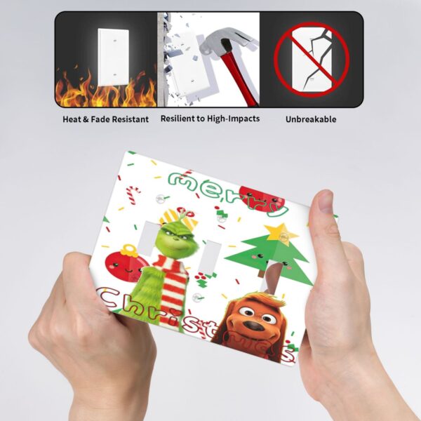 1Pcs Grinch and Dog Photo Background Merry Christmas Wall Plates decorative light switch cover plate Light Switch Cover Plate Decorative Wall Plate outlet covers wall plate - Image 4