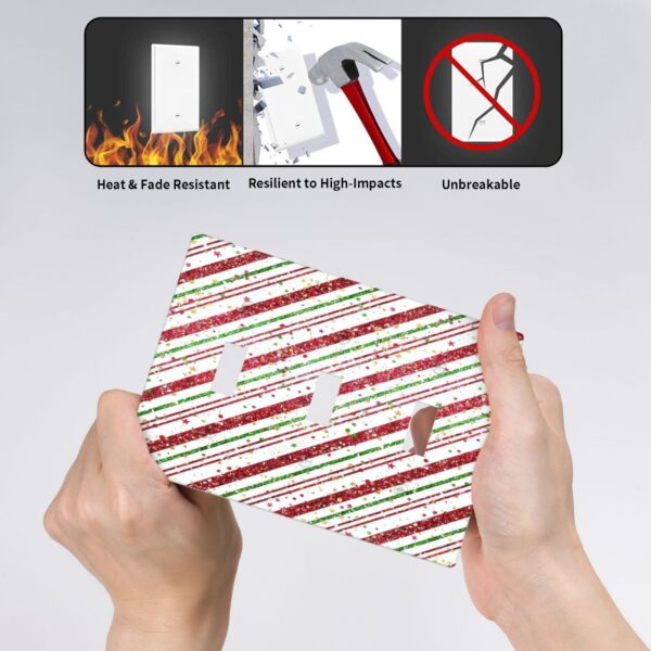 1Pcs Candy-Cane-Stripes Red Green Star Christmas Holiday Wall Plates decorative light switch cover plate Light Switch Cover Plate Decorative Wall Plate outlet covers wall plate - Image 5