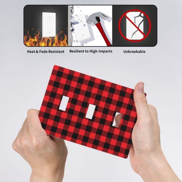 1Pcs Christmas Red Black Plaid Christmas Plaid Wall Plates decorative light switch cover plate Light Switch Cover Plate Decorative Wall Plate outlet covers wall plate - Image 4