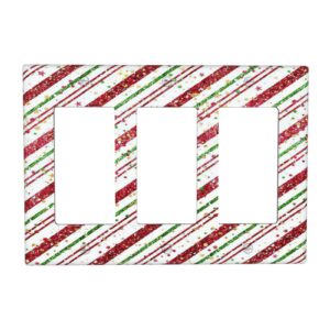 1Pcs Candy-Cane-Stripes Red Green Star Christmas Holiday Wall Plates decorative light switch cover plate Light Switch Cover Plate Decorative Wall Plate outlet covers wall plate