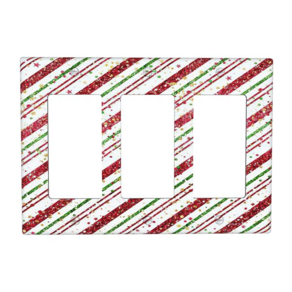 1Pcs Candy-Cane-Stripes Red Green Star Christmas Holiday Wall Plates decorative light switch cover plate Light Switch Cover Plate Decorative Wall Plate outlet covers wall plate