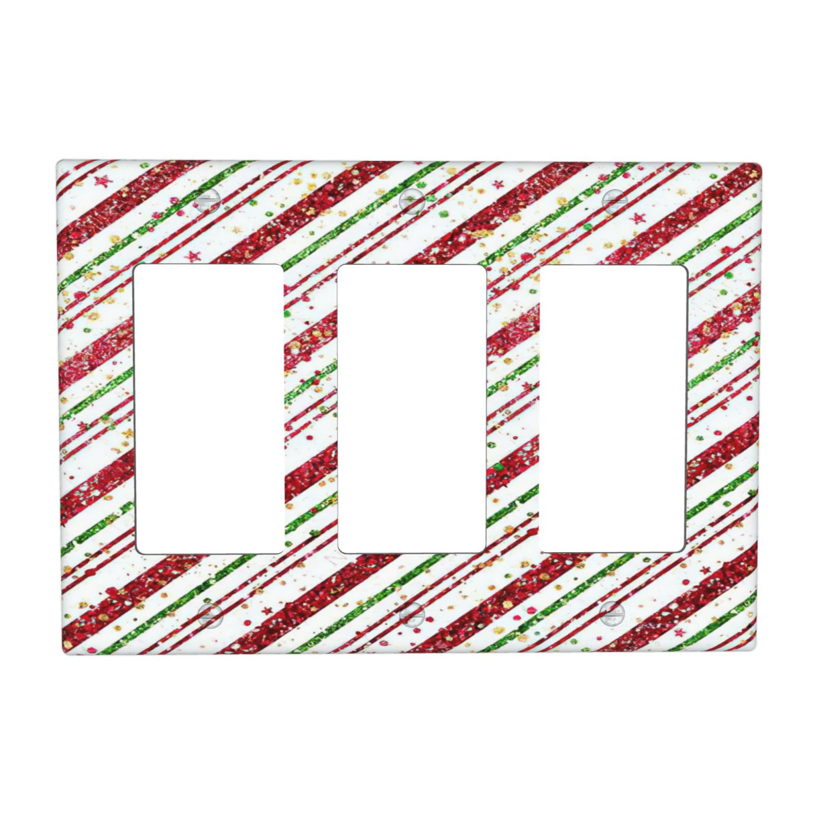 1Pcs Candy-Cane-Stripes Red Green Star Christmas Holiday Wall Plates decorative light switch cover plate Light Switch Cover Plate Decorative Wall Plate outlet covers wall plate