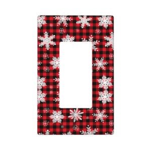 1Pcs Snowflake Red Black Buffalo Check Christmas Plaid Wall Plates decorative light switch cover plate Light Switch Cover Plate Decorative Wall Plate outlet covers wall plate