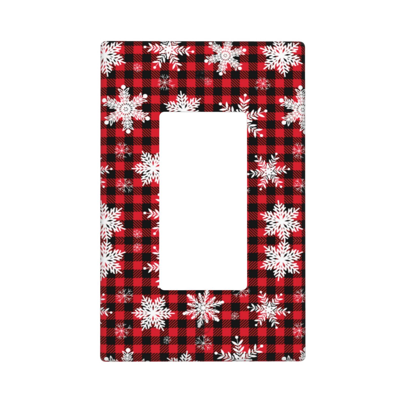1Pcs Snowflake Red Black Buffalo Check Christmas Plaid Wall Plates decorative light switch cover plate Light Switch Cover Plate Decorative Wall Plate outlet covers wall plate