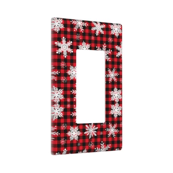 1Pcs Snowflake Red Black Buffalo Check Christmas Plaid Wall Plates decorative light switch cover plate Light Switch Cover Plate Decorative Wall Plate outlet covers wall plate - Image 2