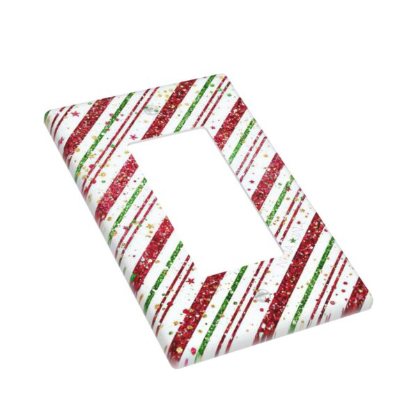1Pcs Candy-Cane-Stripes Red Green Star Christmas Holiday Wall Plates decorative light switch cover plate Light Switch Cover Plate Decorative Wall Plate outlet covers wall plate - Image 2