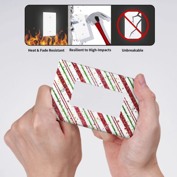 1Pcs Candy-Cane-Stripes Red Green Star Christmas Holiday Wall Plates decorative light switch cover plate Light Switch Cover Plate Decorative Wall Plate outlet covers wall plate - Image 4