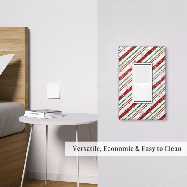 1Pcs Candy-Cane-Stripes Red Green Star Christmas Holiday Wall Plates decorative light switch cover plate Light Switch Cover Plate Decorative Wall Plate outlet covers wall plate - Image 5