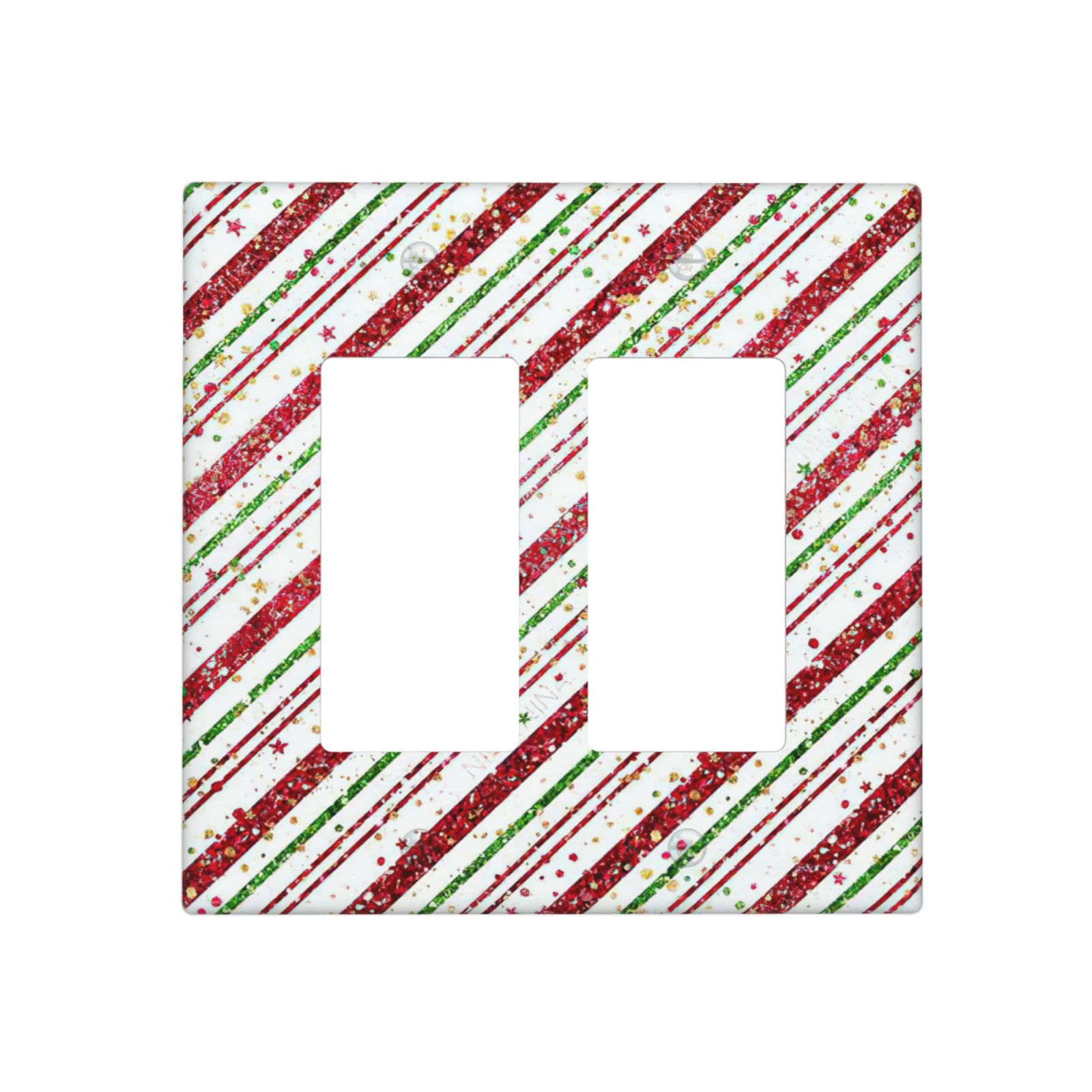 1Pcs Candy-Cane-Stripes Red Green Star Christmas Holiday Wall Plates decorative light switch cover plate Light Switch Cover Plate Decorative Wall Plate outlet covers wall plate