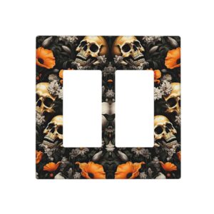 1Pcs Vintage Gold Rose Floral Skull Wall Plates decorative light switch cover plate Light Switch Cover Plate Decorative Wall Plate outlet covers wall plate