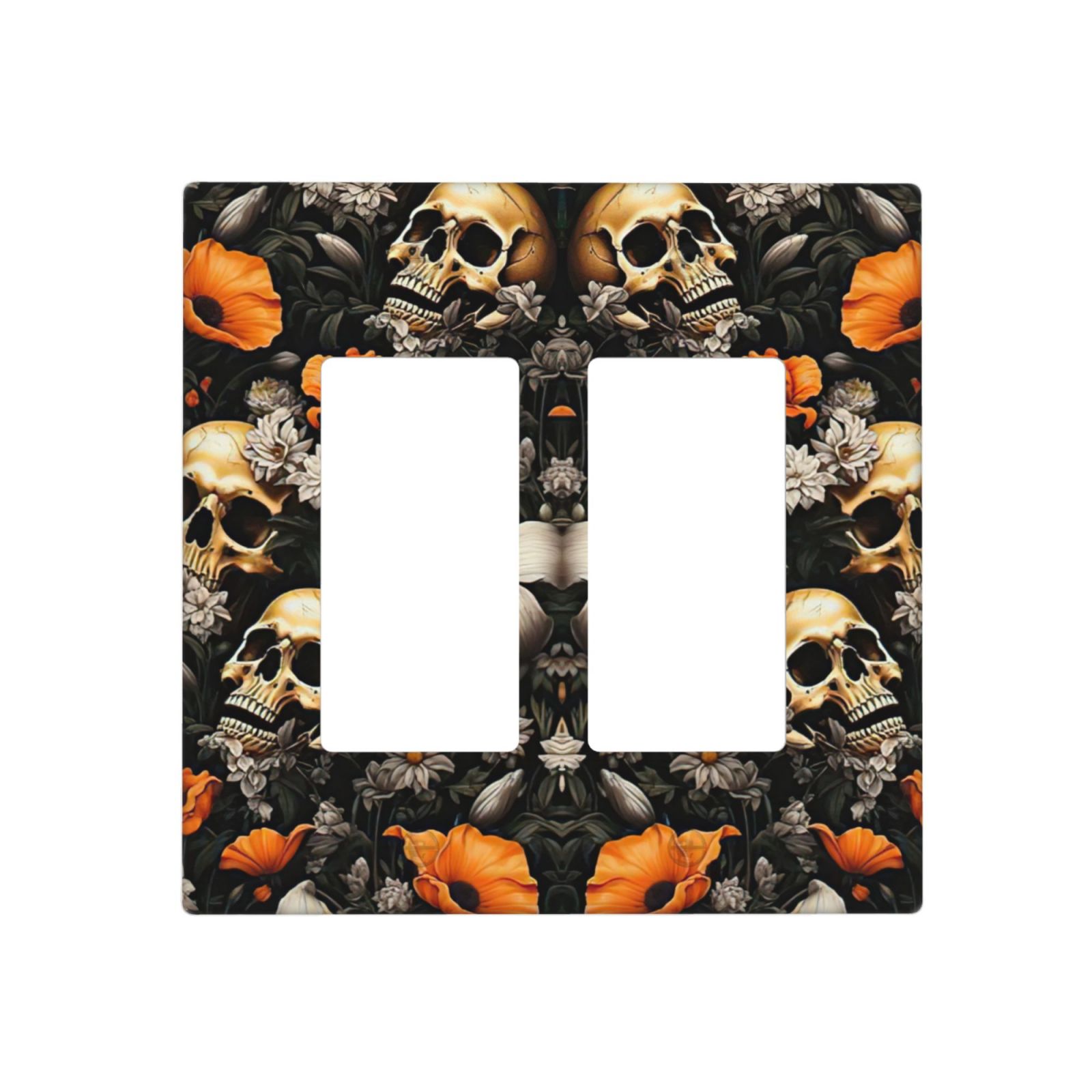 1Pcs Vintage Gold Rose Floral Skull Wall Plates decorative light switch cover plate Light Switch Cover Plate Decorative Wall Plate outlet covers wall plate