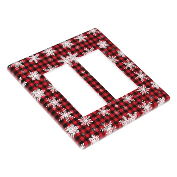 1Pcs Snowflake Red Black Buffalo Check Christmas Plaid Wall Plates decorative light switch cover plate Light Switch Cover Plate Decorative Wall Plate outlet covers wall plate - Image 2