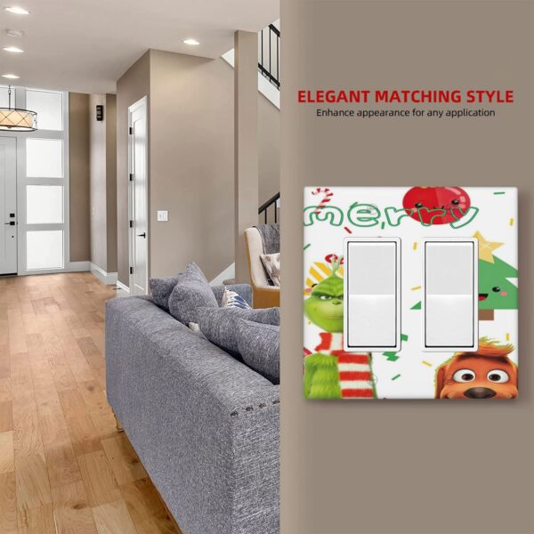 1Pcs Grinch and Dog Photo Background Merry Christmas Wall Plates decorative light switch cover plate Light Switch Cover Plate Decorative Wall Plate outlet covers wall plate - Image 4