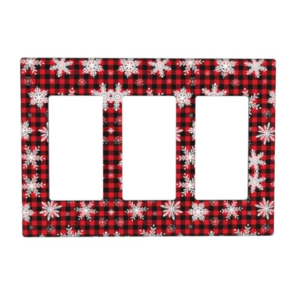 1Pcs Snowflake Red Black Buffalo Check Christmas Plaid Wall Plates decorative light switch cover plate Light Switch Cover Plate Decorative Wall Plate outlet covers wall plate