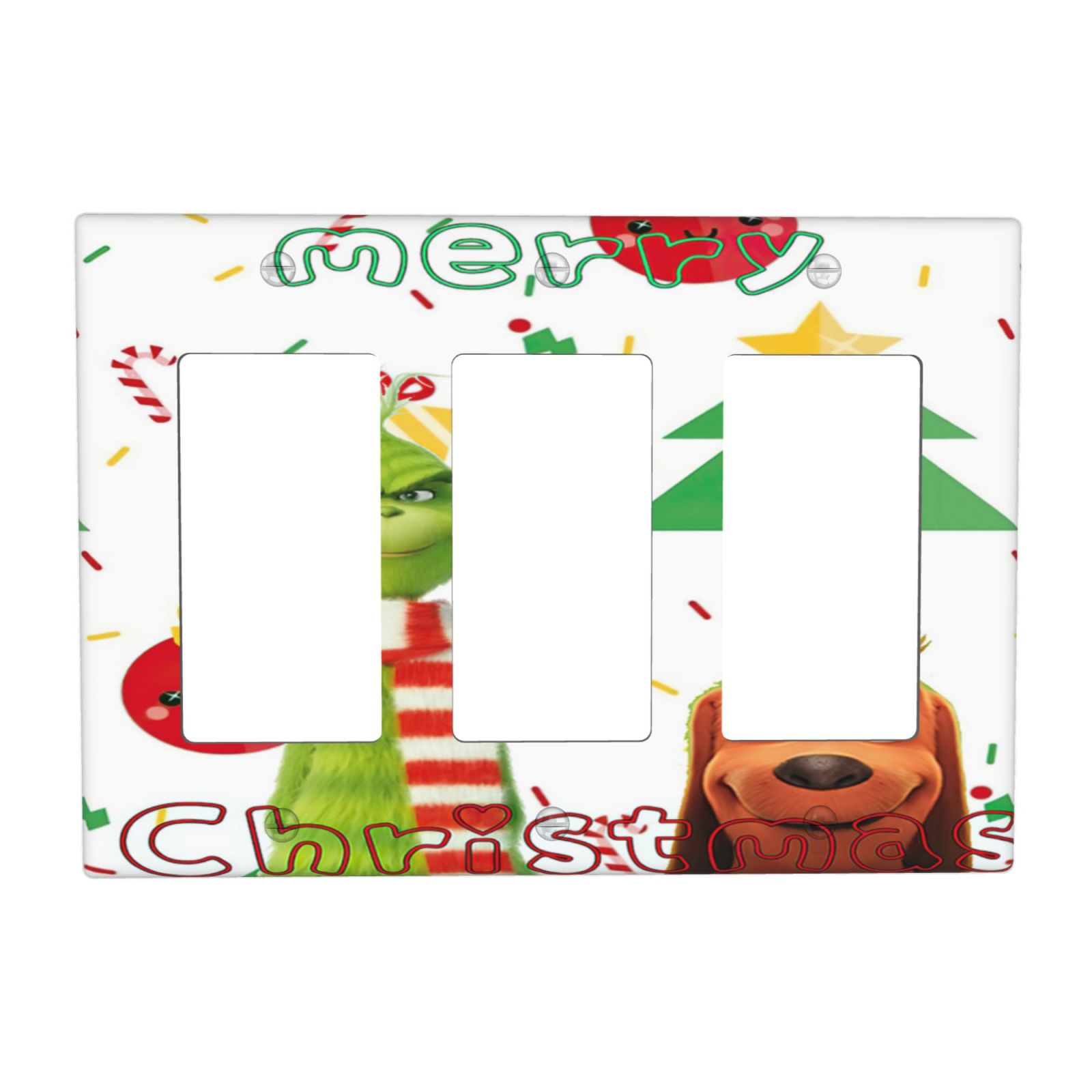 1Pcs Grinch and Dog Photo Background Merry Christmas Wall Plates decorative light switch cover plate Light Switch Cover Plate Decorative Wall Plate outlet covers wall plate