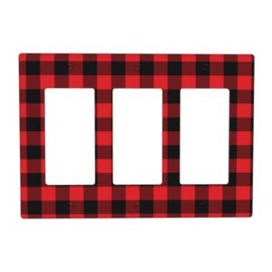 1Pcs Christmas Red Black Plaid Christmas Plaid Wall Plates decorative light switch cover plate Light Switch Cover Plate Decorative Wall Plate outlet covers wall plate