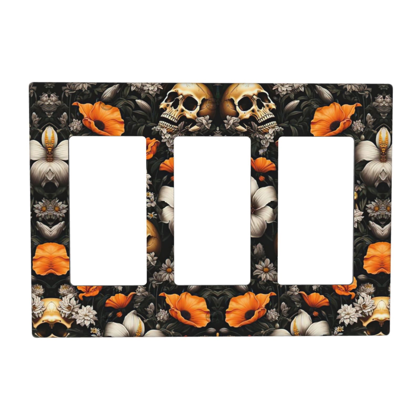 1Pcs Vintage Gold Rose Floral Skull Wall Plates decorative light switch cover plate Light Switch Cover Plate Decorative Wall Plate outlet covers wall plate