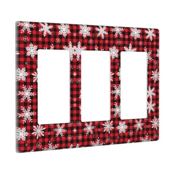 1Pcs Snowflake Red Black Buffalo Check Christmas Plaid Wall Plates decorative light switch cover plate Light Switch Cover Plate Decorative Wall Plate outlet covers wall plate - Image 2