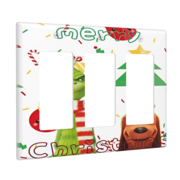 1Pcs Grinch and Dog Photo Background Merry Christmas Wall Plates decorative light switch cover plate Light Switch Cover Plate Decorative Wall Plate outlet covers wall plate - Image 2
