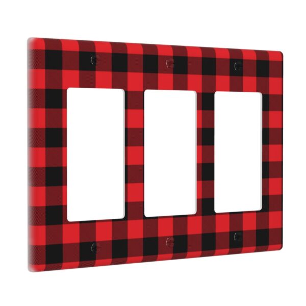 1Pcs Christmas Red Black Plaid Christmas Plaid Wall Plates decorative light switch cover plate Light Switch Cover Plate Decorative Wall Plate outlet covers wall plate - Image 2
