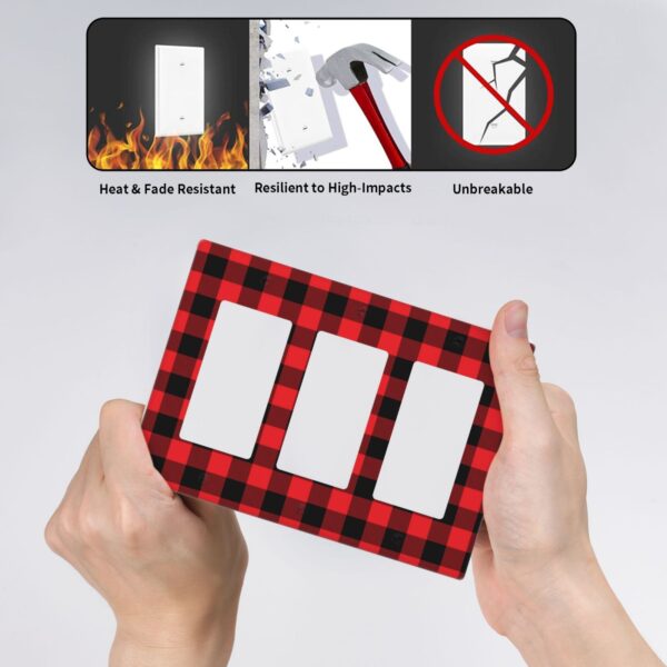 1Pcs Christmas Red Black Plaid Christmas Plaid Wall Plates decorative light switch cover plate Light Switch Cover Plate Decorative Wall Plate outlet covers wall plate - Image 4