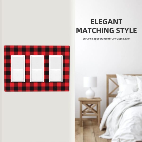 1Pcs Christmas Red Black Plaid Christmas Plaid Wall Plates decorative light switch cover plate Light Switch Cover Plate Decorative Wall Plate outlet covers wall plate - Image 5