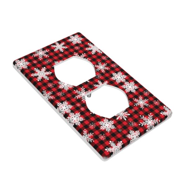 1Pcs Snowflake Red Black Buffalo Check Christmas Plaid Wall Plates decorative light switch cover plate Light Switch Cover Plate Decorative Wall Plate outlet covers wall plate - Image 4