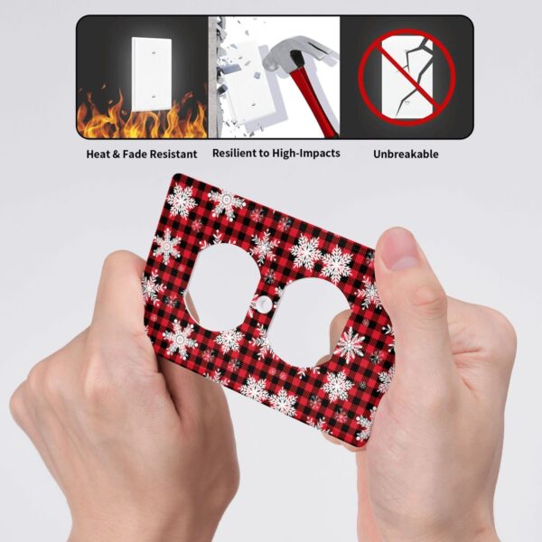1Pcs Snowflake Red Black Buffalo Check Christmas Plaid Wall Plates decorative light switch cover plate Light Switch Cover Plate Decorative Wall Plate outlet covers wall plate - Image 3