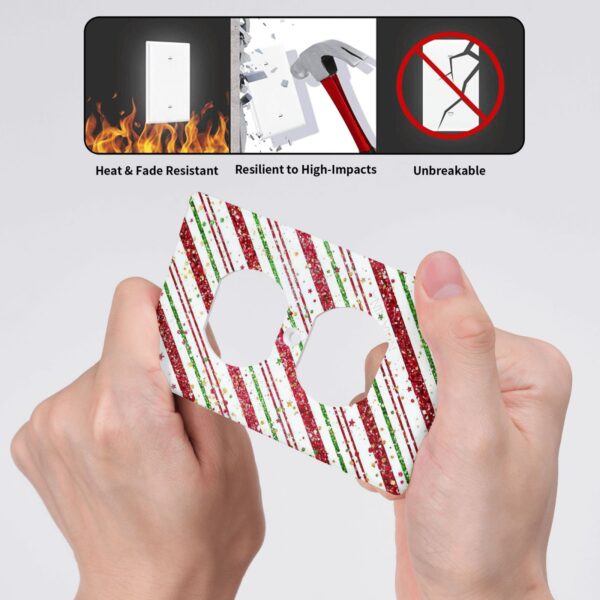 1Pcs Candy-Cane-Stripes Red Green Star Christmas Holiday Wall Plates decorative light switch cover plate Light Switch Cover Plate Decorative Wall Plate outlet covers wall plate - Image 4