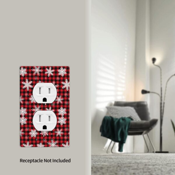 1Pcs Snowflake Red Black Buffalo Check Christmas Plaid Wall Plates decorative light switch cover plate Light Switch Cover Plate Decorative Wall Plate outlet covers wall plate - Image 2