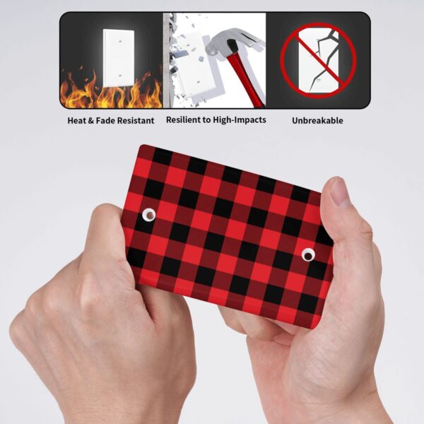 1Pcs Christmas Red Black Plaid Christmas Plaid Wall Plates decorative light switch cover plate Light Switch Cover Plate Decorative Wall Plate outlet covers wall plate - Image 4