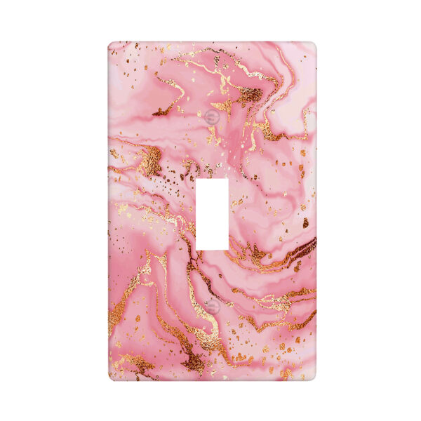1Pcs Pink gold marble Light Switch Plate Decorative switch and socket covers for home kitchen decoration Unbreakable Polycarbonate Thermoplastic For bedroom room decoration