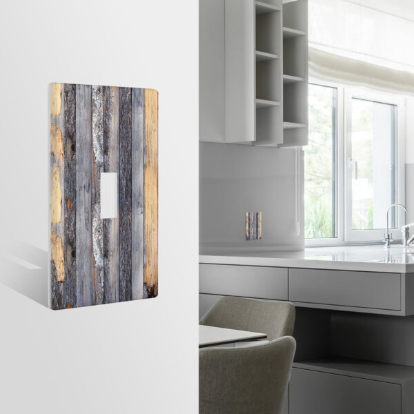 1Pcs Rustic Farmhouse Wood Texture Light Switch Plate Decorative switch and socket covers for home kitchen decoration Unbreakable Polycarbonate Thermoplastic For bedroom room decoration - Image 3